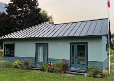 Interior Roofing teal house with metal roof